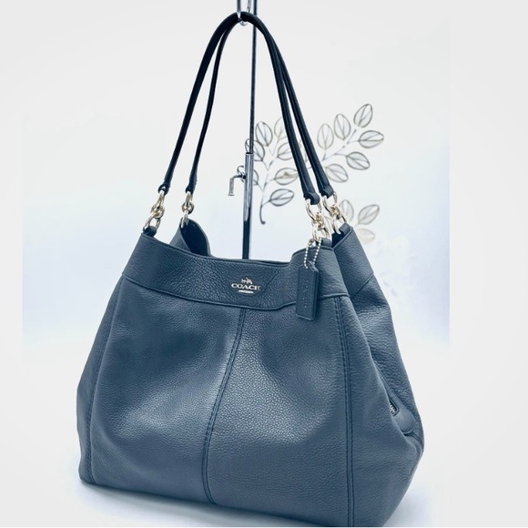 Coach Handbags - Coach Dark Gray Leather Shoulder Bag